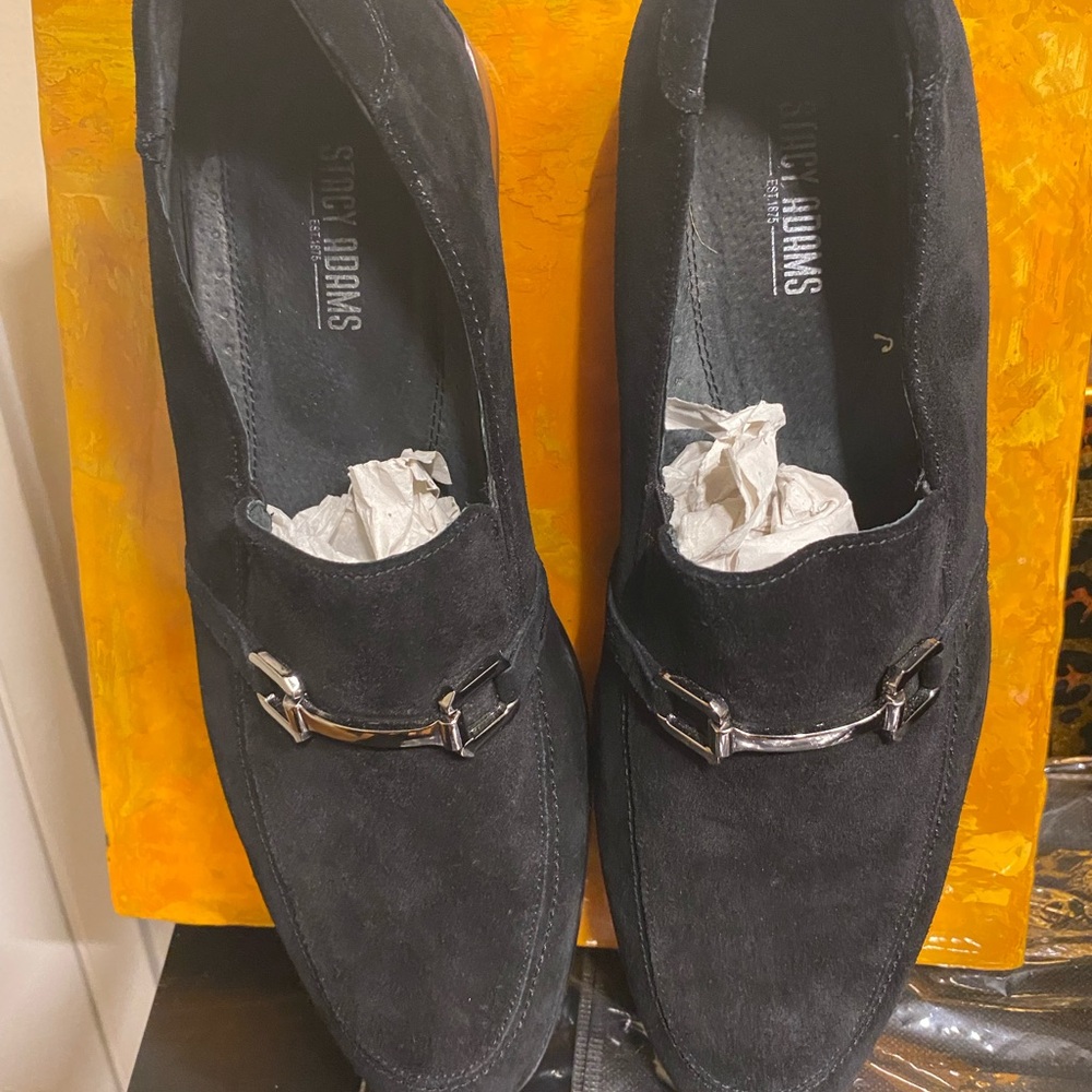 Stacy Adams Black Suede Loafers Slip-Ons
